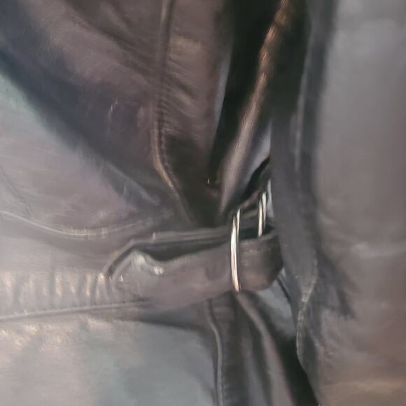 Vintage 90s Wilsons Leather Size 6 (10 )Black Cropped Moto Biker Jacket Zips - Picture 5 of 14